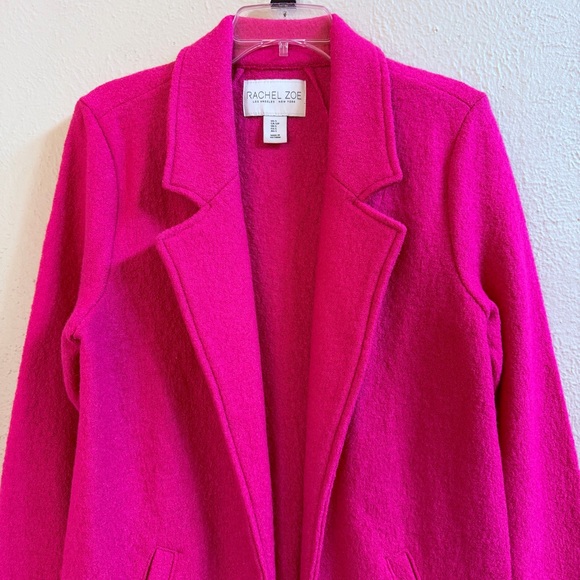 Rachel Zoe magenta wool blend long jacket - Picture 4 of 8